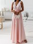 Women's Sleeveless Summer darkgreen Plain Split Joint V Neck Daily Going Out Vintage Maxi A-Line Tank Dress