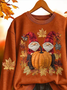 Women's Halloween Autumn Print Round Neck Long Sleeve Sweatshirt