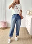 Women's Stretch Jeans With Rolled-Up Hem And Patch Pockets