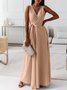 Women's Sleeveless Summer darkgreen Plain Split Joint V Neck Daily Going Out Vintage Maxi A-Line Tank Dress