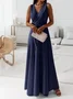 Women's Sleeveless Summer darkgreen Plain Split Joint V Neck Daily Going Out Vintage Maxi A-Line Tank Dress