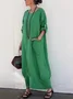 Casual Plain Regular Sleeve Crew Neck Midi Dress