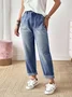 Women's Stretch Jeans With Rolled-Up Hem And Patch Pockets