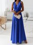 Women's Sleeveless Summer darkgreen Plain Split Joint V Neck Daily Going Out Vintage Maxi A-Line Tank Dress