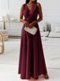 Women's Sleeveless Summer darkgreen Plain Split Joint V Neck Daily Going Out Vintage Maxi A-Line Tank Dress