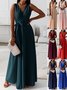 Women's Sleeveless Summer darkgreen Plain Split Joint V Neck Daily Going Out Vintage Maxi A-Line Tank Dress