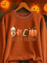 Women's Halloween Autumn Print Crew Neck Long Sleeve Sweatshirt
