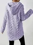 Women's Solid Color Hooded Long-Sleeved Plush Mid-Length Sweatshirt