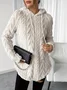 Women's Solid Color Hooded Long-Sleeved Plush Mid-Length Sweatshirt