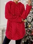 Women's Solid Color Hooded Long-Sleeved Plush Mid-Length Sweatshirt