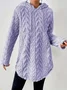 Women's Solid Color Hooded Long-Sleeved Plush Mid-Length Sweatshirt