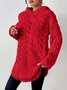 Women's Solid Color Hooded Long-Sleeved Plush Mid-Length Sweatshirt