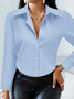 Women's Long Sleeve Shirt Spring/Fall White Plain Buckle Shirt Collar Regular Sleeve Daily Going Out Casual Top