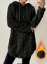 Women's Solid Color Hooded Long-Sleeved Plush Mid-Length Sweatshirt