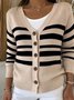 Vintage V Neck Loose Striped Cardigan