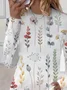 Women's Long Sleeve T-shirt Spring/Fall White Floral Printing Jersey Crew Neck Daily Going Out Casual Top