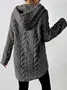 Women's Solid Color Hooded Long-Sleeved Plush Mid-Length Sweatshirt