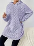 Women's Solid Color Hooded Long-Sleeved Plush Mid-Length Sweatshirt