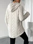 Women's Solid Color Hooded Long-Sleeved Plush Mid-Length Sweatshirt