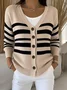 Vintage V Neck Loose Striped Cardigan
