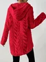 Women's Solid Color Hooded Long-Sleeved Plush Mid-Length Sweatshirt