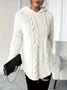 Women's Solid Color Hooded Long-Sleeved Plush Mid-Length Sweatshirt