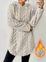 Women's Solid Color Hooded Long-Sleeved Plush Mid-Length Sweatshirt