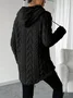Women's Solid Color Hooded Long-Sleeved Plush Mid-Length Sweatshirt
