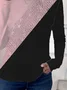 Women's Long Sleeve T-shirt Spring/Fall Pink Multicolor Block Printing Jersey Crew Neck Daily Going Out Casual Top