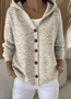 Women Casual Floral Hoodie Long Sleeve Cardigan
