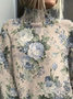 Women's Floral Print Casual Turtleneck Long Sleeve Sweater