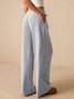 Women's  Elastic Waist H-Line Wide Leg Pants Daily Going Out Pants Khaki Casual Split Joint Plain Spring/Fall Pants