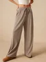 Women's  Elastic Waist H-Line Wide Leg Pants Daily Going Out Pants Khaki Casual Split Joint Plain Spring/Fall Pants