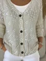 Women's Floral Print Casual Long Sleeve V-Neck Knitted Button Cardigan