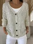 Women's Floral Print Casual Long Sleeve V-Neck Knitted Button Cardigan