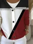 Women's Abstract Print Casual Long Sleeve V-Neck Knit Button Cardigan