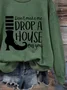 Regular Fit Simple Halloween Cotton Sweatshirt