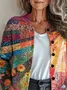 Women's Abstract Floral Print Casual Long Sleeve Cardigan