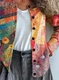 Women's Abstract Floral Print Casual Long Sleeve Cardigan