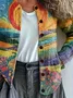 Women's Abstract Oil Painting Print Casual Long Sleeve Cardigan
