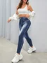 Faux Denim Print Graphic Tight Casual Leggings