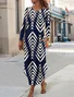 Women's Maxi Dress  Vacation Casual Holiday Date Regular Regular Fit Graphic Geometric Long Sleeve Crew Neck