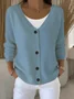 Women's Casual V-Neck Button Long Sleeve Cardigan
