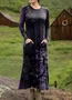 Women's Maxi T-shirt Dress Holiday Casual Bohemian Style Holiday Date Regular Fit Ethnic Pattern Geometric Long Sleeves Round U Neck