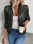 Women's Solid Color Hot Stamping Stitching Fashion Jacket Slim Fit Casual Jacket Top