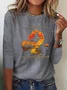 Women's Halloween Graphic T-Shirt Retro Fashion Classic Long Sleeve Crew Neck Regular Top
