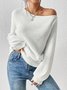 Casual Regular Fit Off The Shoulder Sweater