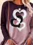 Women's Long Sleeve T-shirt Spring/Fall Purple Heart/Cordate Printing Jersey Crew Neck Daily Going Out Casual Top