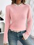 Casual Cotton Crew Neck Plain Sweater