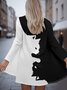 V Neck Vintage Cat Cotton Kimono